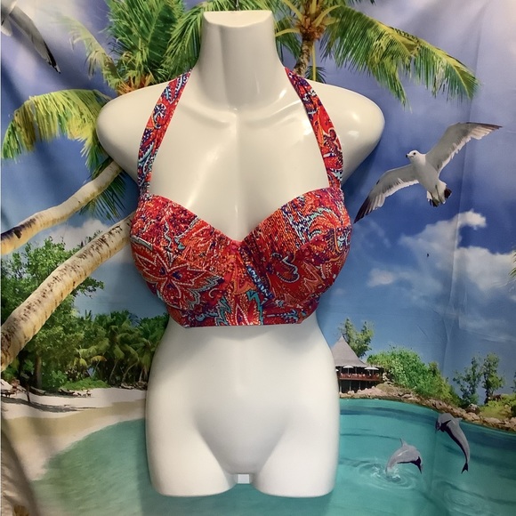 Sunsets bikini curve  top red blue turquoise size 18, large CD cup…nice …color - Picture 3 of 13